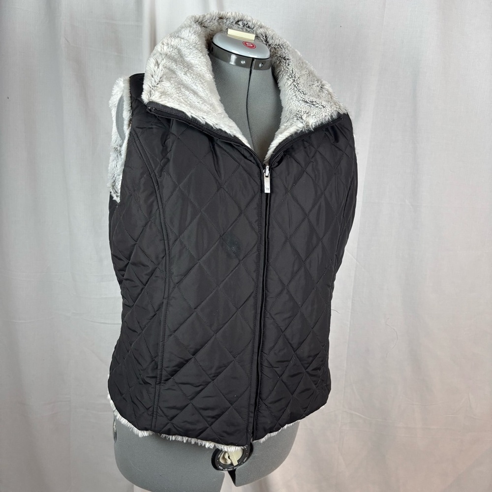 Weatherproof Reversible Quilted Vest with Faux Fur Trim‎ Woman's XL - Picture 3 of 13
